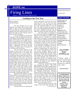 Firing Lines Nov/Dec 2017 Fighting for Your Second Amendment Rights Since 1965 Looking to the New Year INSIDE THIS ISSUE