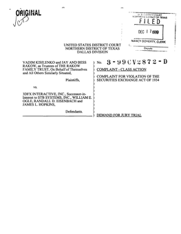 Kisilenko, Et Al. V. 3DFX Interactive Inc., Et Al. 99-CV-02872-Complaint