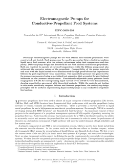 Electromagnetic Pumps for Conductive-Propellant Feed Systems