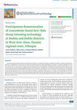 Participatory Demonstration of Concentrate Based Arsi-Bale Sheep