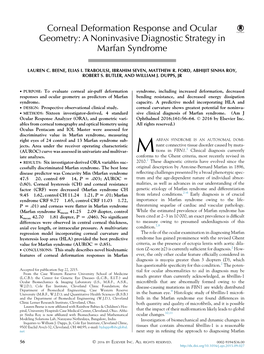 Corneal Deformation Response and Ocular Geometry: a Noninvasive Diagnostic Strategy in Marfan Syndrome