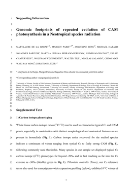 Genomic Footprints of Repeated Evolution of CAM Photosynthesis In