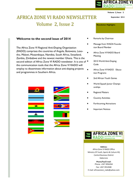 AFRICA ZONE VI RADO NEWSLETTER Volume 2, Issue 2