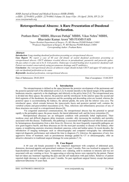 Reteroperitoneal Abscess: a Rare Presentation of Duodenal Perforation