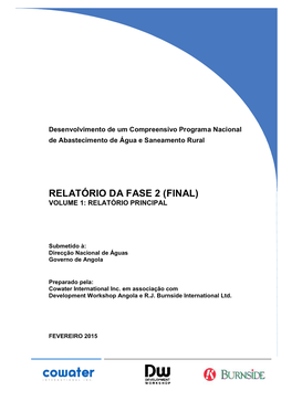 Relatório Da Fase 2 (Final) Volume 1: Relatório Principal