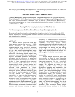 New Analysis Pipeline for High-Throughput Domain-Peptide Affinity Experiments Improves SH2 Interaction Data