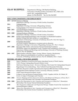 Curriculum Vitae –January 2019