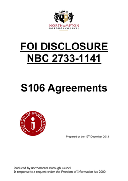 FOI DISCLOSURE NBC 2733-1141 S106 Agreements