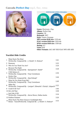 Cascada Perfect Day Mp3, Flac, Wma