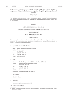 Of Council Regulation (EC) No 510/2006 on the Protection of Geographical Indications and Designations of Origin for Agricultural Products and Foodstuffs