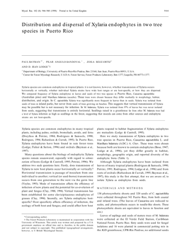 Distribution and Dispersal of Xylaria Endophytes in Two Tree Species in Puerto Rico