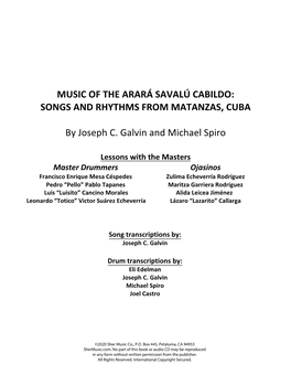 Music of the Arará Savalú Cabildo: Songs and Rhythms from Matanzas, Cuba