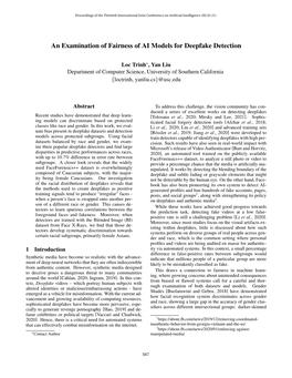 An Examination of Fairness of AI Models for Deepfake Detection