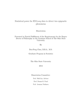 Statistical Power for RNA-Seq Data to Detect Two Epigenetic Phenomena