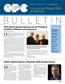 Wapo's Martin Baron to Keynote 2019 Awards Dinner OPC Elects Pancho