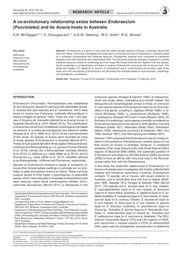 A Co-Evolutionary Relationship Exists Between Endoraecium (Pucciniales) and Its Acacia Hosts in Australia