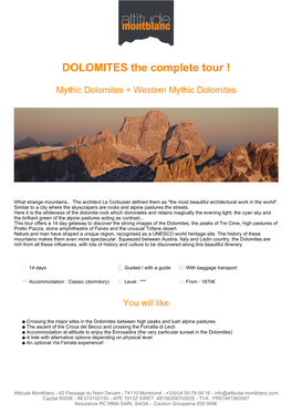 DOLOMITES the Complete Tour !