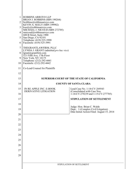 Stipulation of Settlement