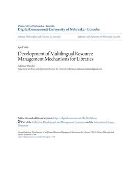 Development of Multilingual Resource Management Mechanisms for Libraries