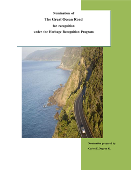 The Great Ocean Road for Recognition Under the Heritage Recognition Program