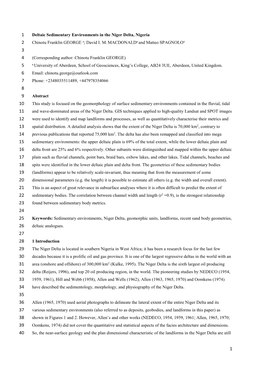 Deltaic Sedimentary Environments in the Niger Delta, Nigeria 2 Chinotu Franklin GEORGE A; David I