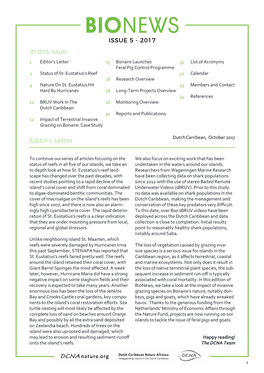 Bionews ISSUE 5 - 2017 in This Issue: 1 Editor’S Letter 15 Bonaire Launches 31 List of Acronyms Feral Pig Control Programme 2 Status of St