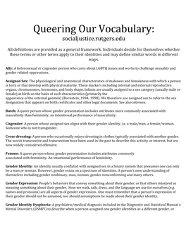 Queering Our Vocabulary: Socialjustice.Rutgers.Edu