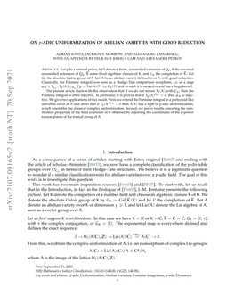 Towards a $ P $-Adic Uniformization of Abelian Varieties with Good Reduction