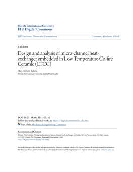 Design and Analysis of Micro-Channel Heat