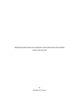 Pressure Oxidation of Enargite Concentrates Containing Gold and Silver