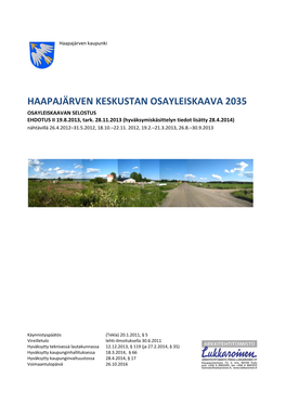 HAAPAJÄRVEN KESKUSTAN OSAYLEISKAAVA 2035 OSAYLEISKAAVAN SELOSTUS EHDOTUS II 19.8.2013, Tark