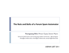 The Nuts and Bolts of a Forum Spam Automator