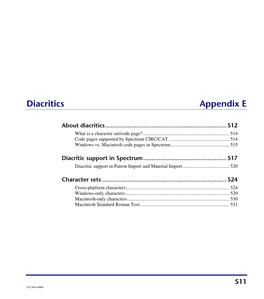 Diacritics Appendix E