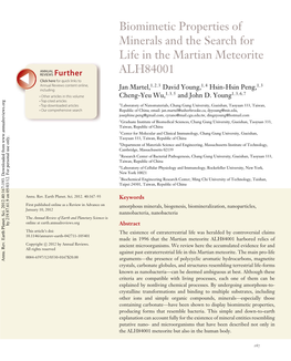 Biomimetic Properties of Minerals and the Search for Life in the Martian Meteorite ALH84001