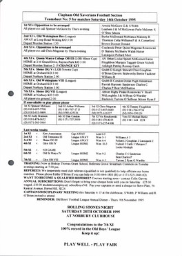 1995 to 1998 – Football Teamsheets