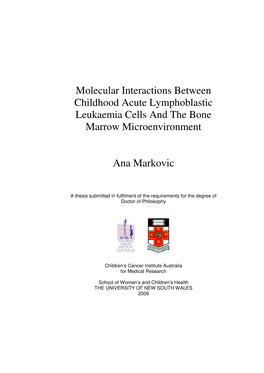 Molecular Interactions Between Childhood Acute Lymphoblastic Leukaemia Cells and the Bone Marrow Microenvironment