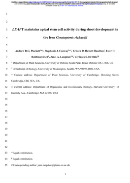 LEAFY Maintains Apical Stem Cell Activity During Shoot Development In