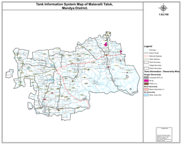 Tank Information System Map of Malavalli Taluk, Mandya District. Μ 1:83,700