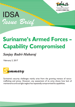 Suriname's Armed Forces – Capability Compromised