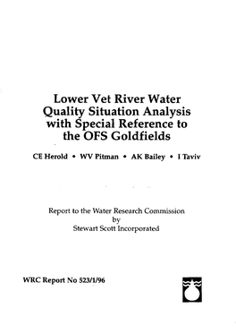 Lower Vet River Water Quality Situation Analysis with Special Reference to the OFS Goldfields