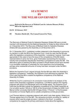 Statement by the Welsh Government