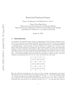 Arxiv:2108.12839V1 [Math.CO] 29 Aug 2021