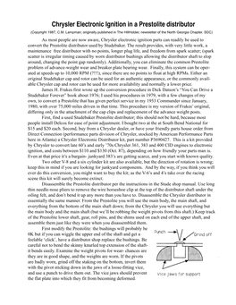 Chrysler Electronic Ignition in a Prestolite Distributor (Copyright 1987, C.M