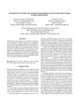 Efficient Function Evaluations with Lookup Tables for Structured Matrix Operations†