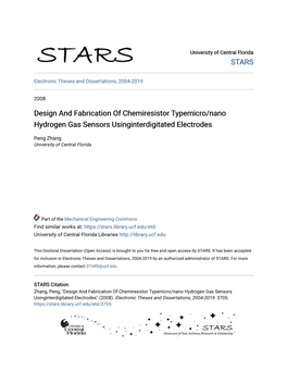 Design and Fabrication of Chemiresistor Typemicro/Nano Hydrogen Gas Sensors Usinginterdigitated Electrodes