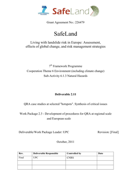 QRA Case Studies at Selected "Hotspots"