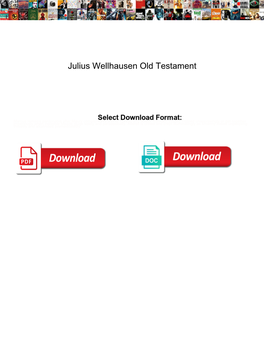 Julius Wellhausen Old Testament