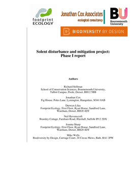 Solent Disturbance and Mitigation Project: Phase I Report