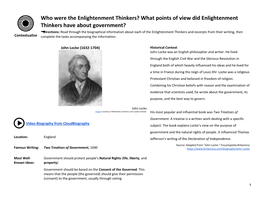 Who Were the Enlightenment Thinkers? What Points of View Did