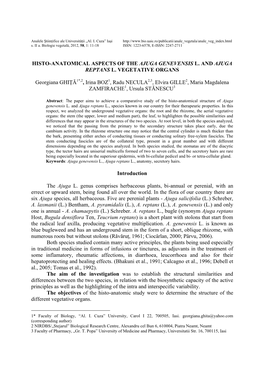 Histo-Anatomical Aspects of the Ajuga Genevensis L